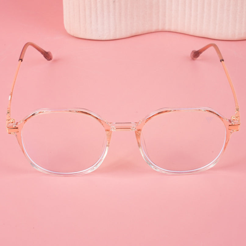 Voyage Glam Transparent Golden Square Eyeglasses for Men & Women - MG4675-C8