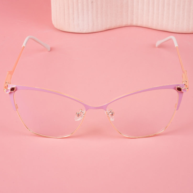 Voyage Glam Pink & Golden Cateye Eyeglasses for Women - MG4404-C4
