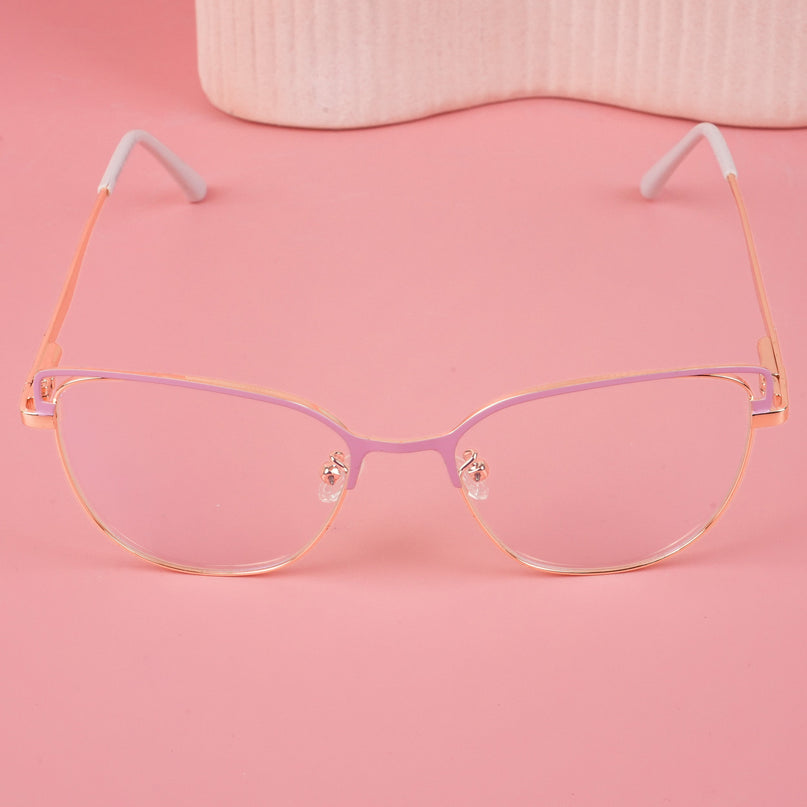Voyage Glam Pink & Golden Cateye Eyeglasses for Women - MG4412-C1