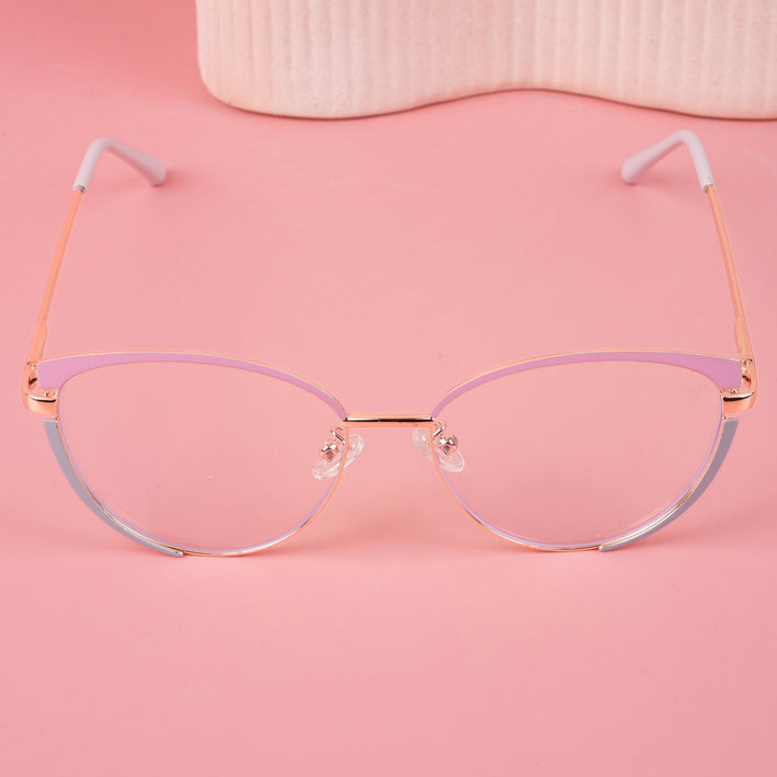 Voyage Glam Pink, Blue & Golden Cateye Eyeglasses for Women - MG4430-C3