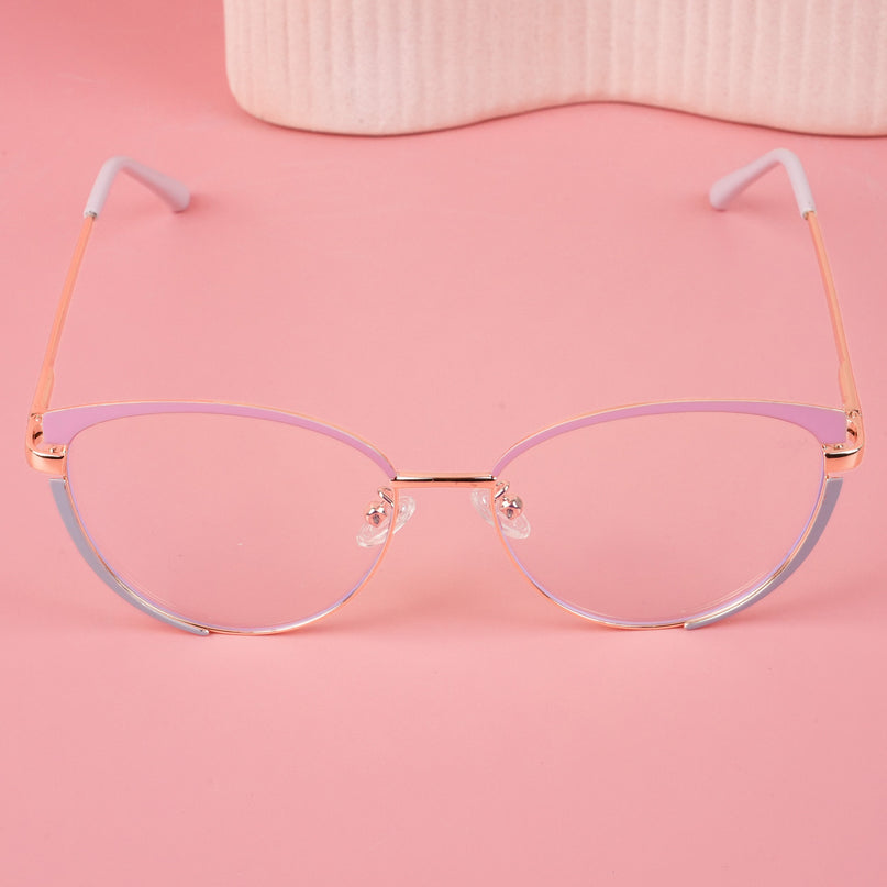 Voyage Glam Pink, Blue & Golden Cateye Eyeglasses for Women - MG4430-C3