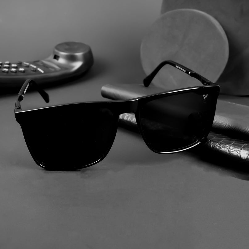 Wayfarer Polarized Sunglasses (Black Lens | Shine Black Frame - PMG5044)