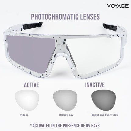 Voayge Drift Photochromic White Eyeglasses for Men & Women - MG5602-C2