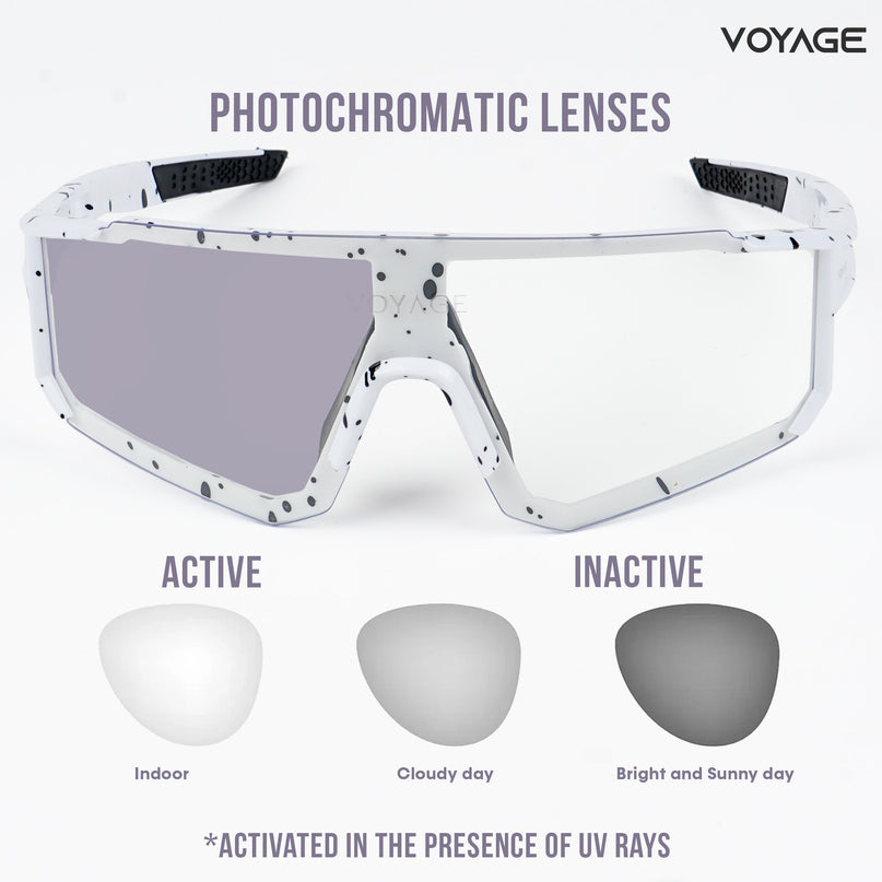Voayge Drift Photochromic White Eyeglasses for Men & Women - MG5602-C2
