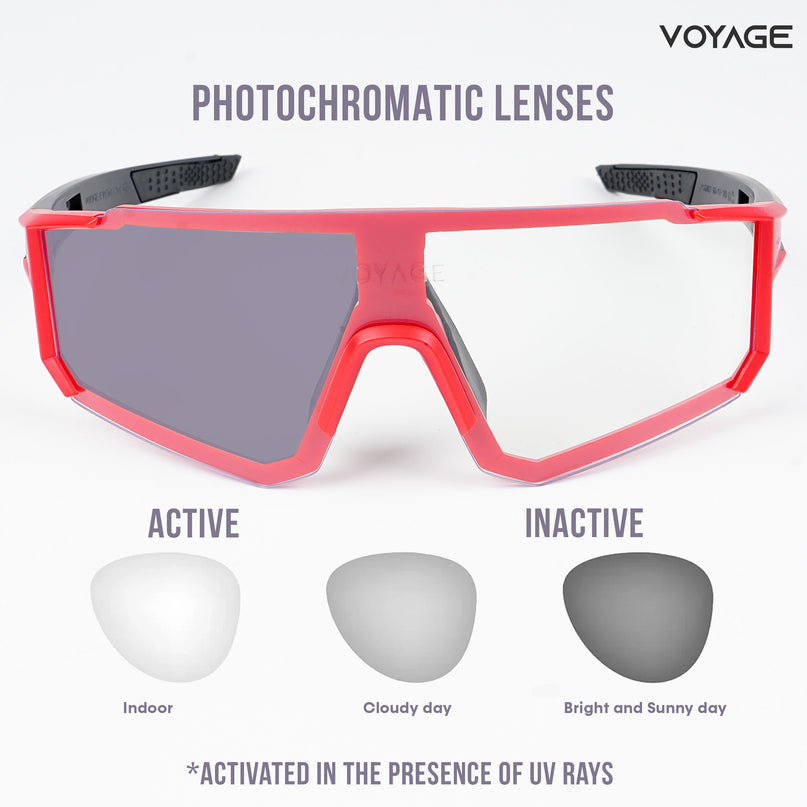 Voayge Drift Photochromic Red Eyeglasses for Men & Women - MG5603-C3