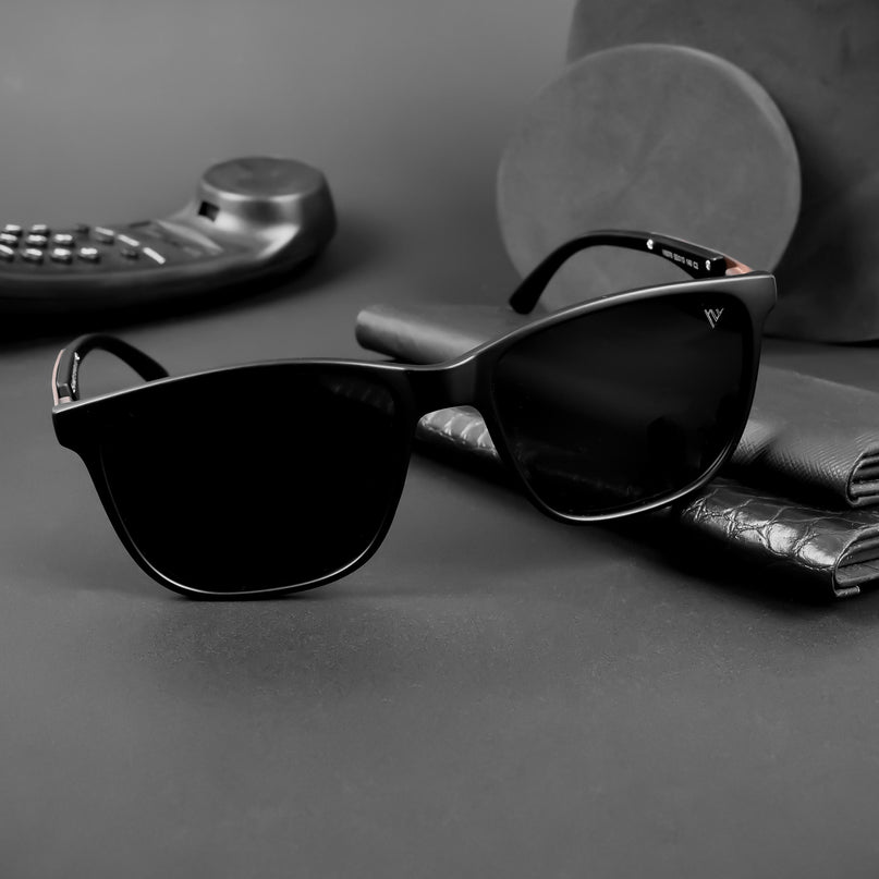 Wayfarer Polarized Sunglasses (Black Lens | Matt Black Frame - PMG5058)