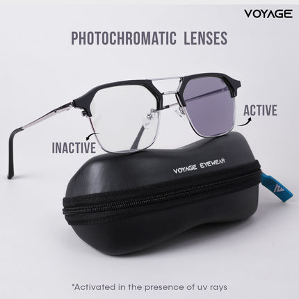Voyage photochromic Silver & Black Wayfarer Eyeglasses for Men & Women - MG5076-C2