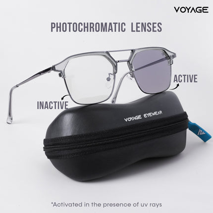 Voyage photochromic Grey Wayfarer Eyeglasses for Men & Women - MG5078-C4