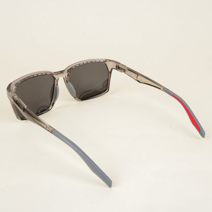 Wayfarer Polarized Sunglasses (Black Lens | Transparent Grey Frame - PMG5285)