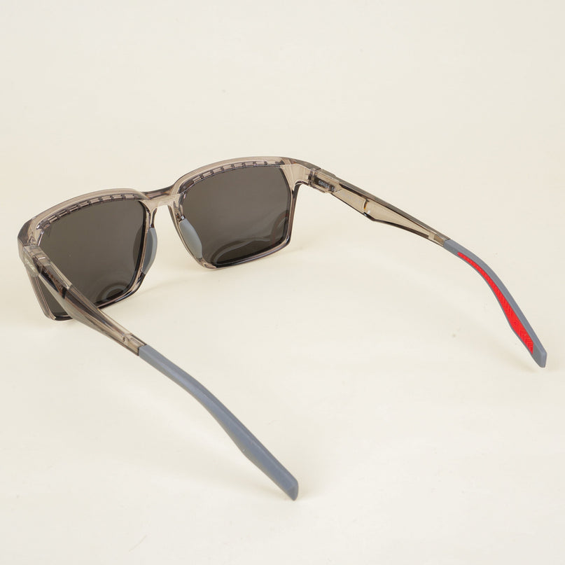 Wayfarer Polarized Sunglasses (Black Lens | Transparent Grey Frame - PMG5285)