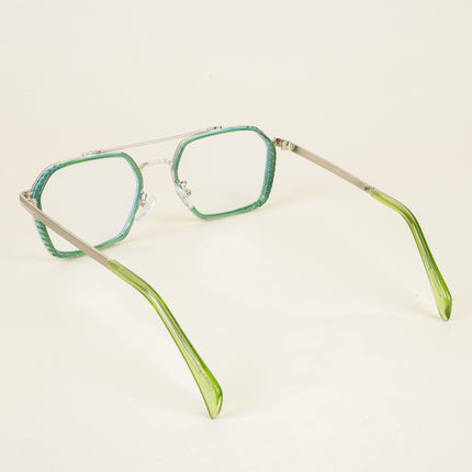 Voyage Green & Silver Wayfarer Eyeglasses for Men & Women - MG5270-C4