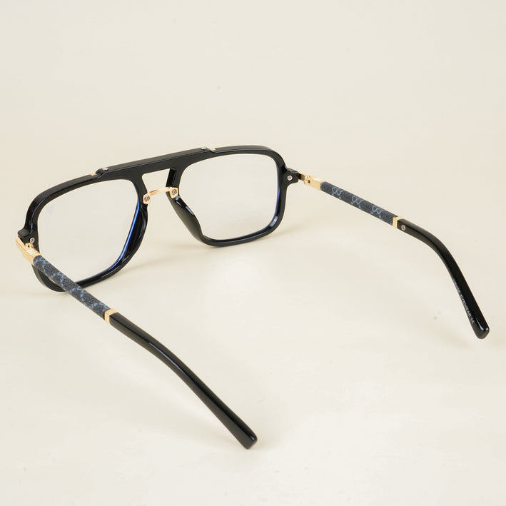 Voyage Shine Black & Golden Wayfarer Eyeglasses for Men & Women - MG5278-C2