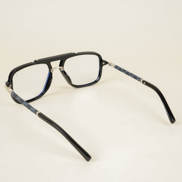Voyage Shine Black & Silver Wayfarer Eyeglasses for Men & Women - MG5279-C3