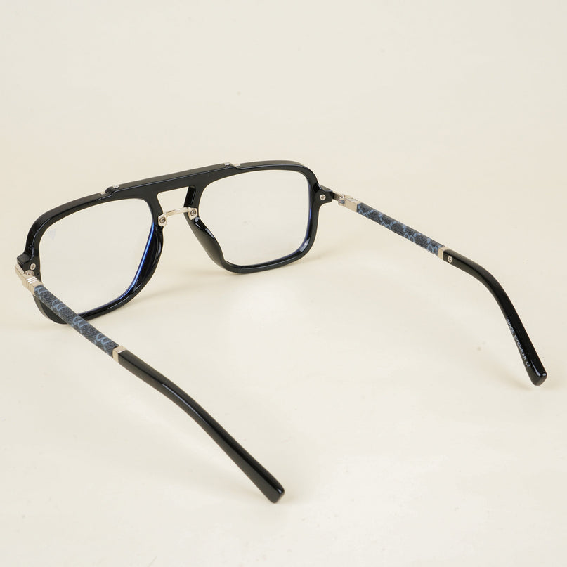 Voyage Shine Black & Silver Wayfarer Eyeglasses for Men & Women - MG5279-C3