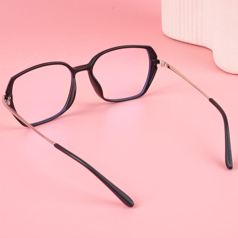 Voyage Glam Matt Black Square Eyeglasses for Men & Women - MG4862-C2