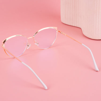 Voyage Glam Pink, Blue & Golden Cateye Eyeglasses for Women - MG4430-C3