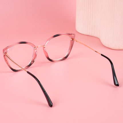 Voyage Glam Pink Black & Golden Cateye Eyeglasses for Women - MG5226-C4