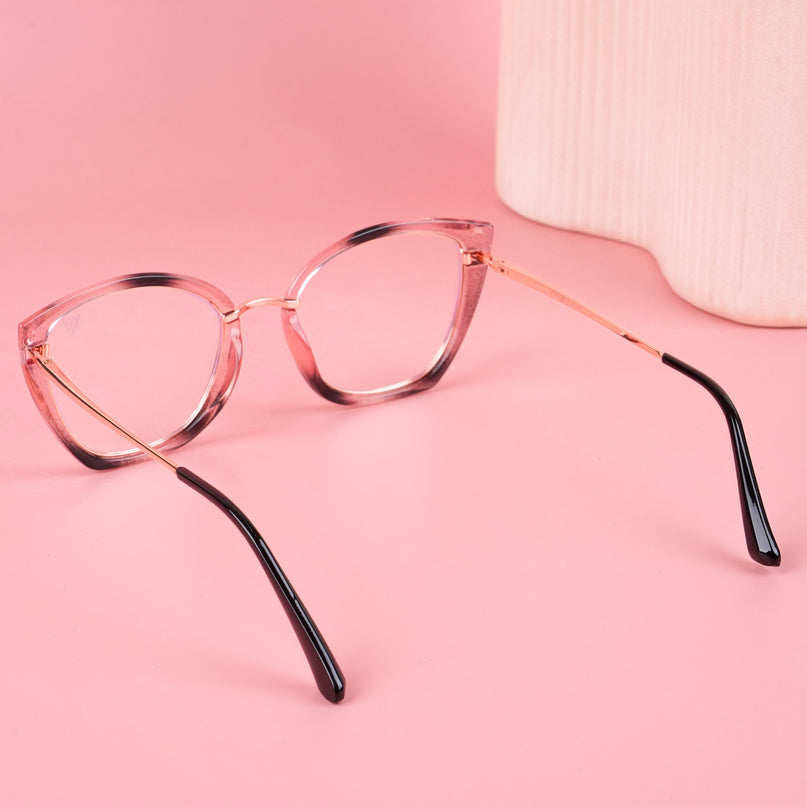 Voyage Glam Pink Black & Golden Cateye Eyeglasses for Women - MG5226-C4