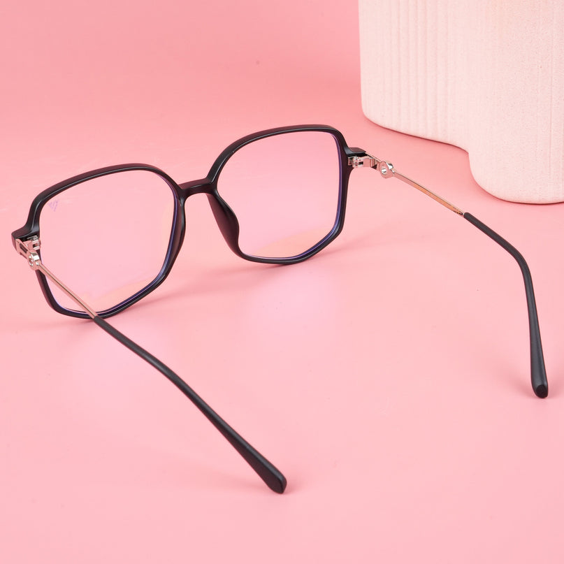 Voyage Glam Matt Black Square Eyeglasses for Men & Women - MG4829-C2