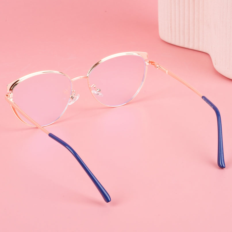 Voyage Glam Purple, Blue & Golden Cateye Eyeglasses for Women - MG4431-C4