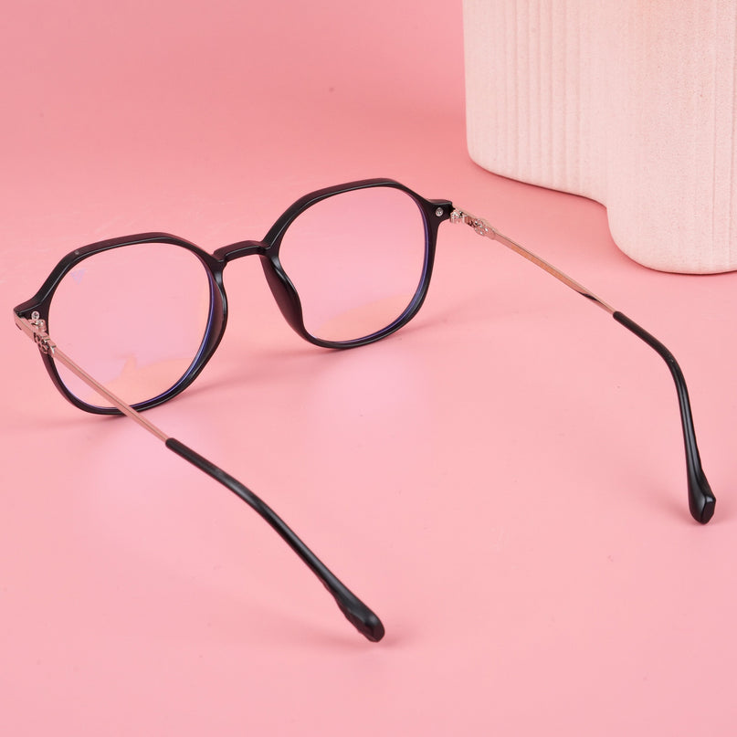 Voyage Glam Matt Black Square Eyeglasses for Men & Women - MG4679-C6