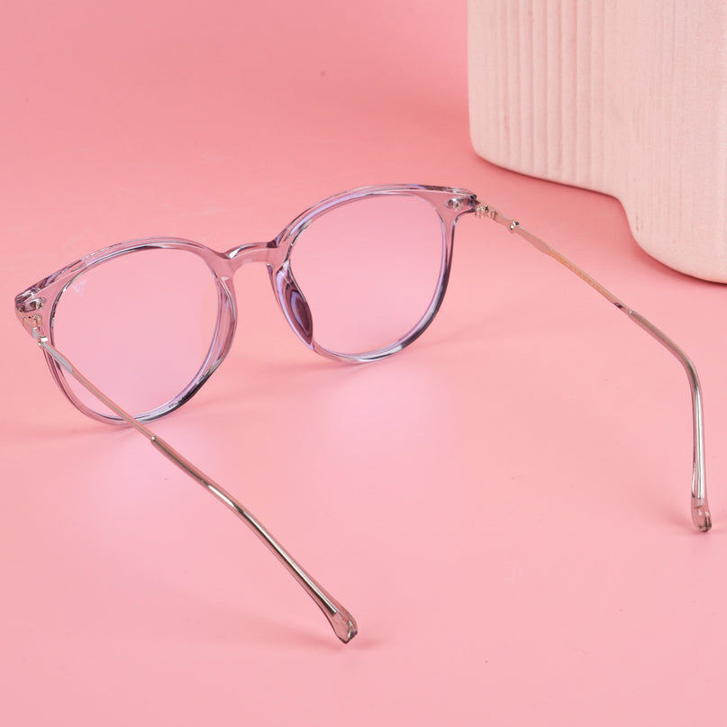 Voyage Glam Transparent Grey Round Eyeglasses for Men & Women - MG4872-C2