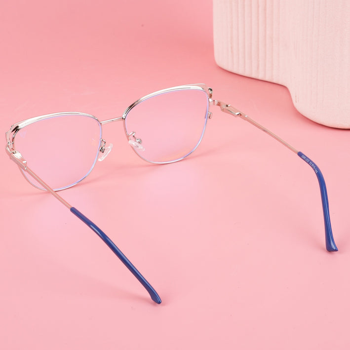 Voyage Glam Sky Blue & Golden Cateye Eyeglasses for Women - MG4426-C3