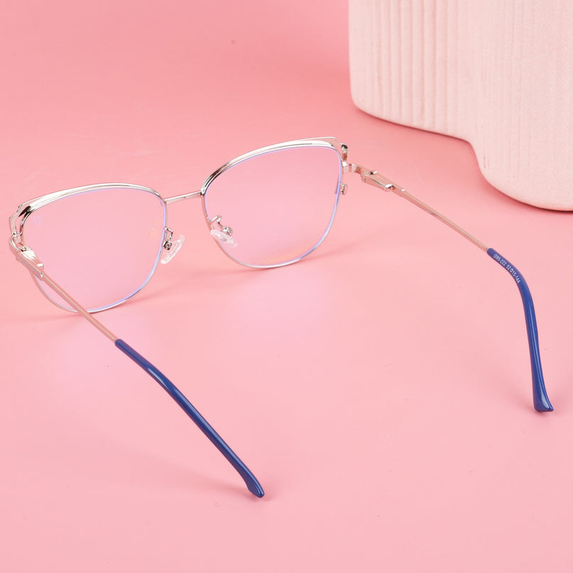 Voyage Glam Sky Blue & Golden Cateye Eyeglasses for Women - MG4426-C3