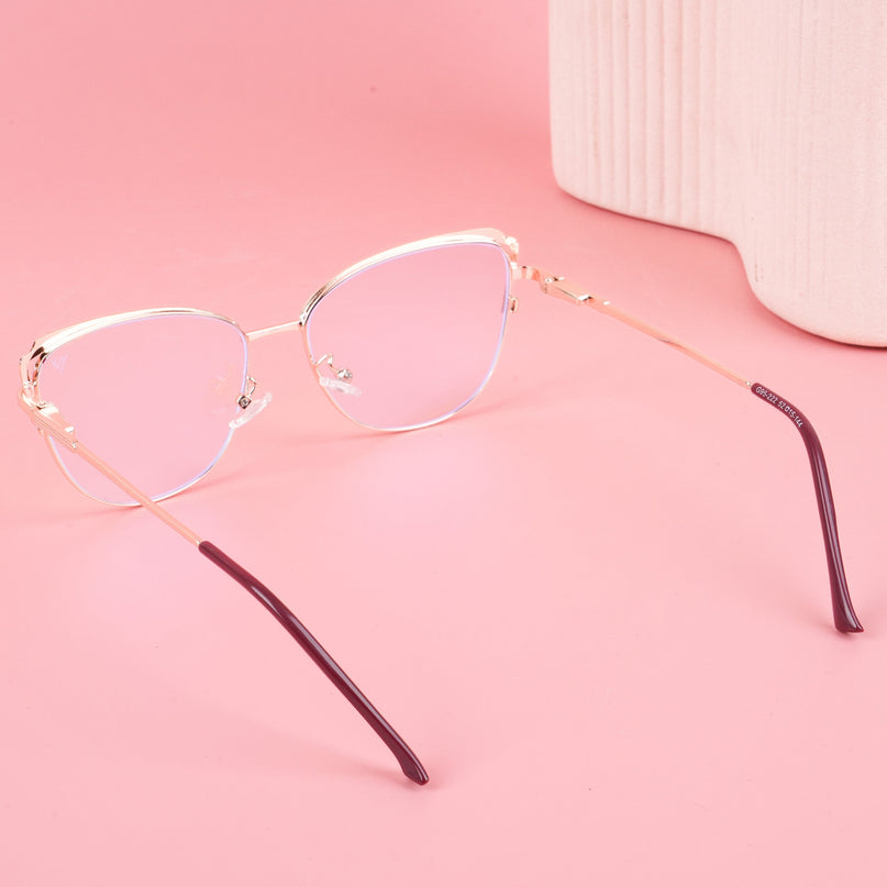 Voyage Glam Red & Golden Cateye Eyeglasses for Women - MG4424-C5