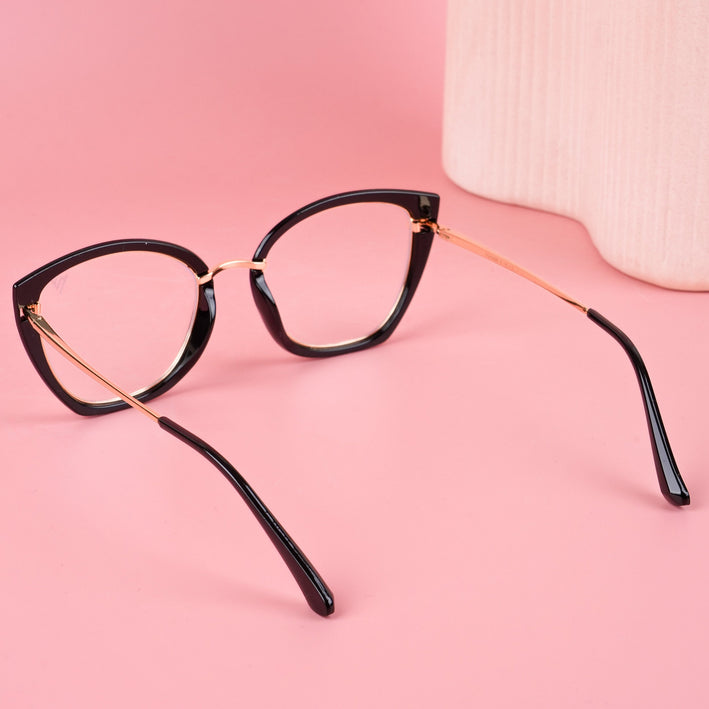Voyage Glam Black & Golden Cateye Eyeglasses for Women - MG5223-C1
