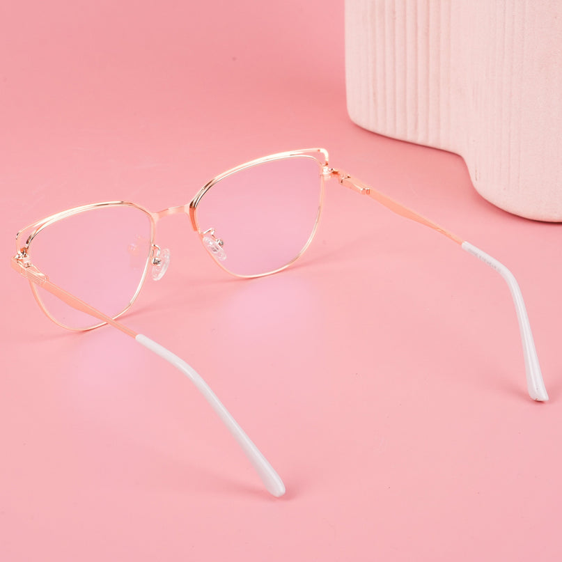Voyage Glam Pink & Golden Cateye Eyeglasses for Women - MG4412-C1