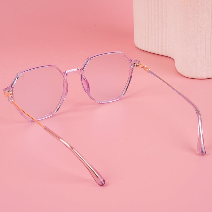 Voyage Glam Transparent Purple Geometric Eyeglasses for Men & Women - MG4694-C3