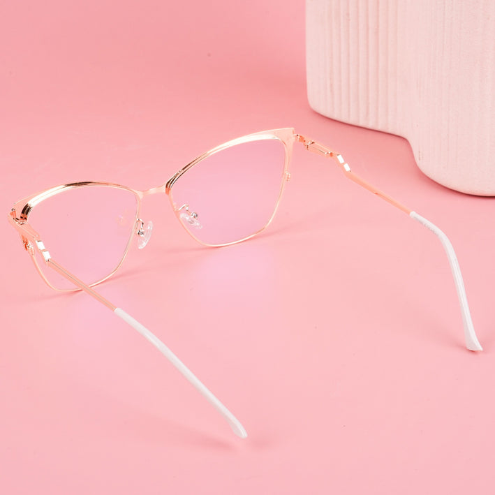 Voyage Glam Pink & Golden Cateye Eyeglasses for Women - MG4404-C4