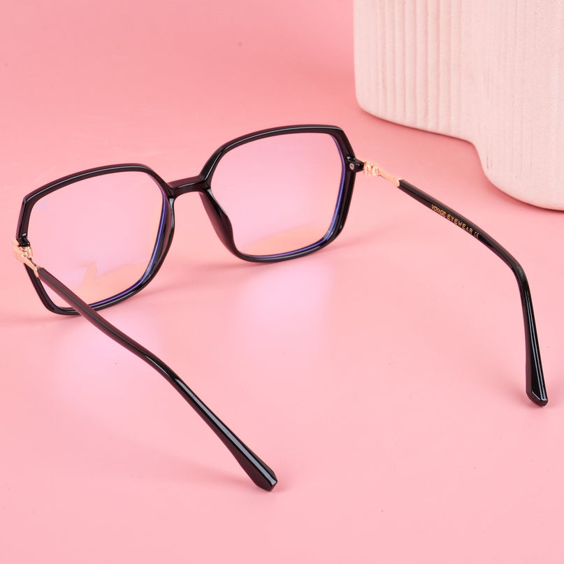 Voyage Glam Shine Black Square Eyeglasses for Men & Women - MG4683-C1