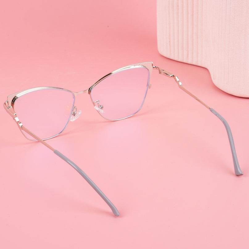 Voyage Glam Sky Blue & Golden Cateye Eyeglasses for Women - MG4401-C5