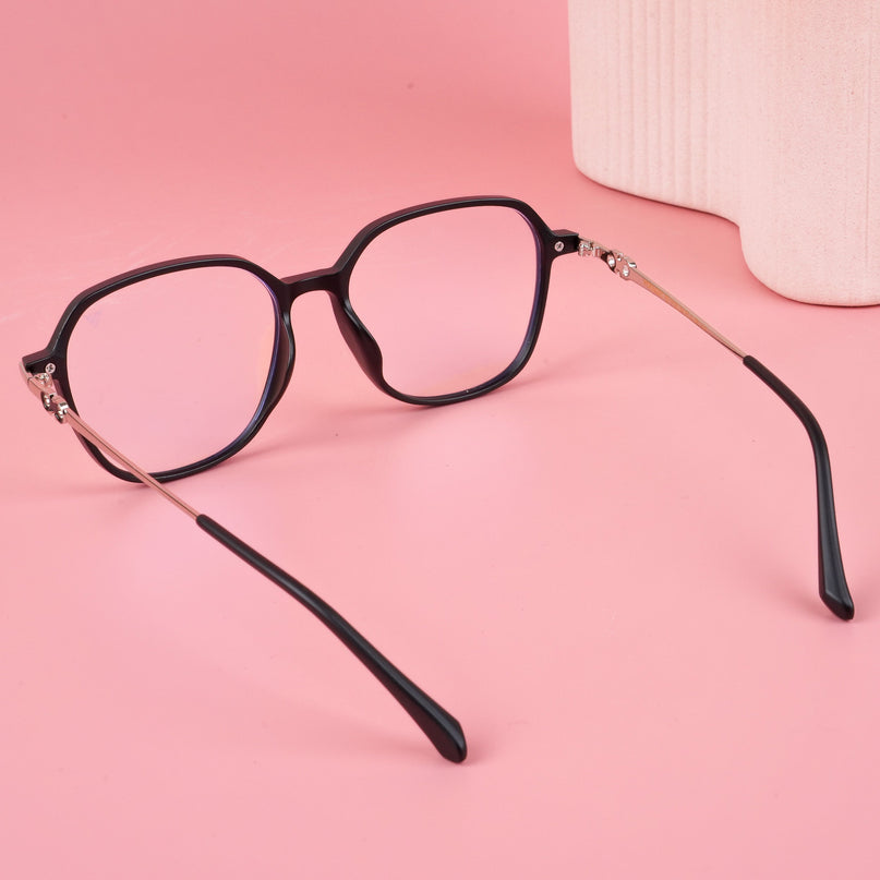Voyage Glam Matt Black Square Eyeglasses for Men & Women - MG4835-C2