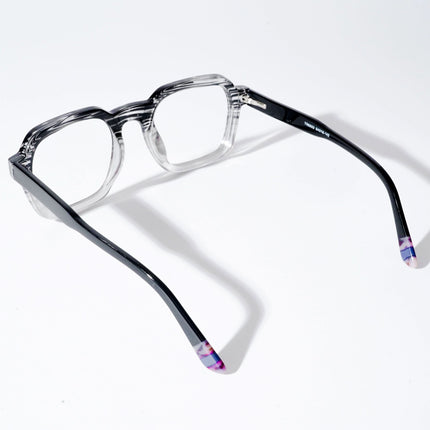 EyeJack Astra Black & Grey Square Eyeglasses for Men & Women (TR6603CL89-C5)