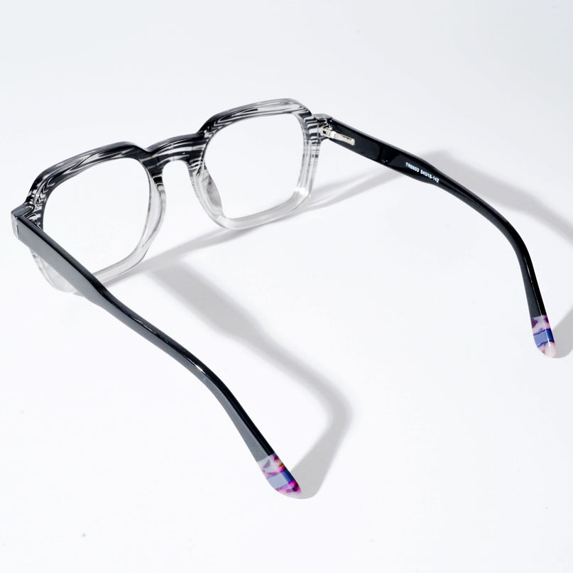 EyeJack Astra Black & Grey Square Eyeglasses for Men & Women (TR6603CL89-C5)