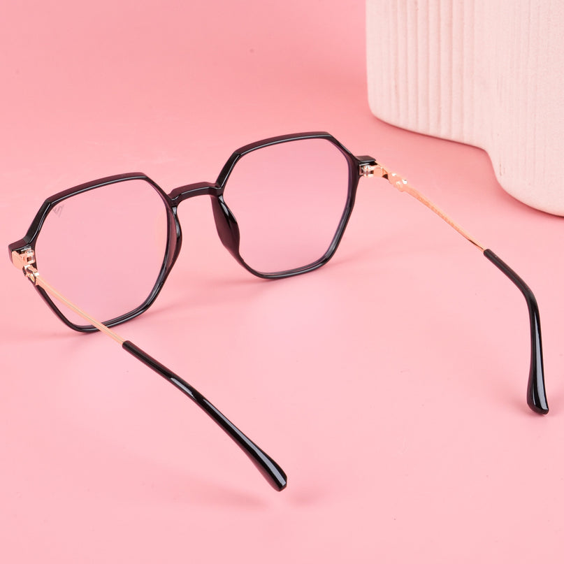 Voyage Glam Shine Black Geometric Eyeglasses for Men & Women - MG4689-C1