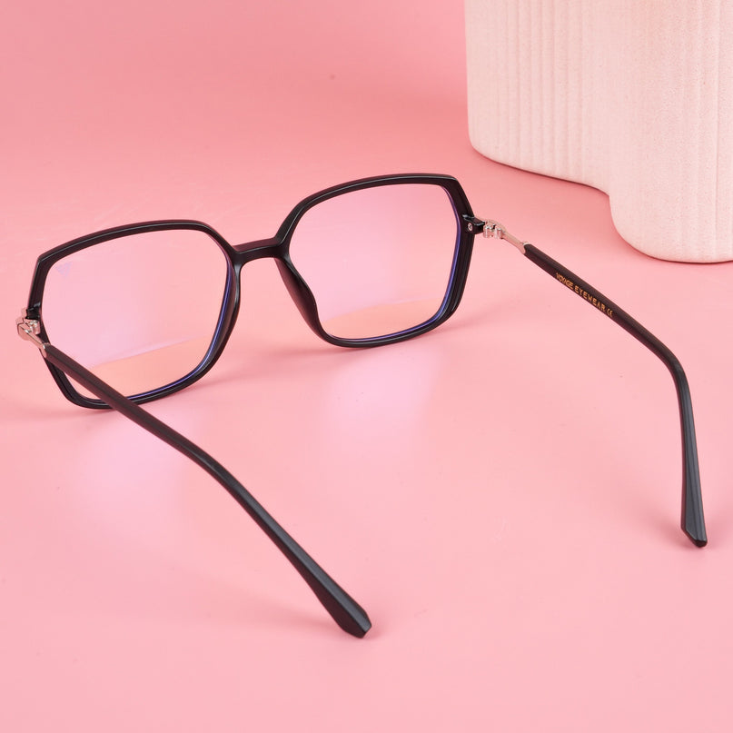 Voyage Glam Matt Black Square Eyeglasses for Men & Women - MG4684-C4