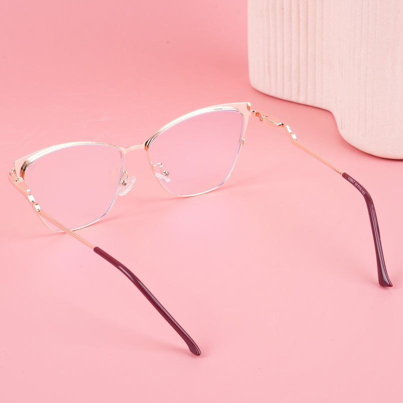 Voyage Glam Red & Golden Cateye Eyeglasses for Women - MG4402-C2