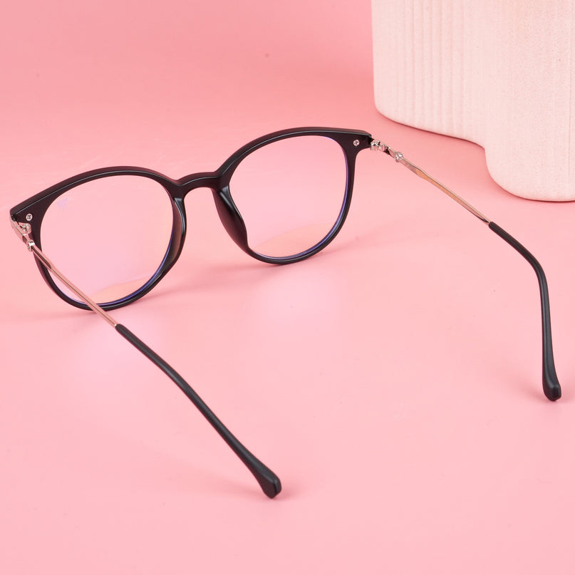 Voyage Glam Matt Black Round Eyeglasses for Men & Women - MG4871-C1