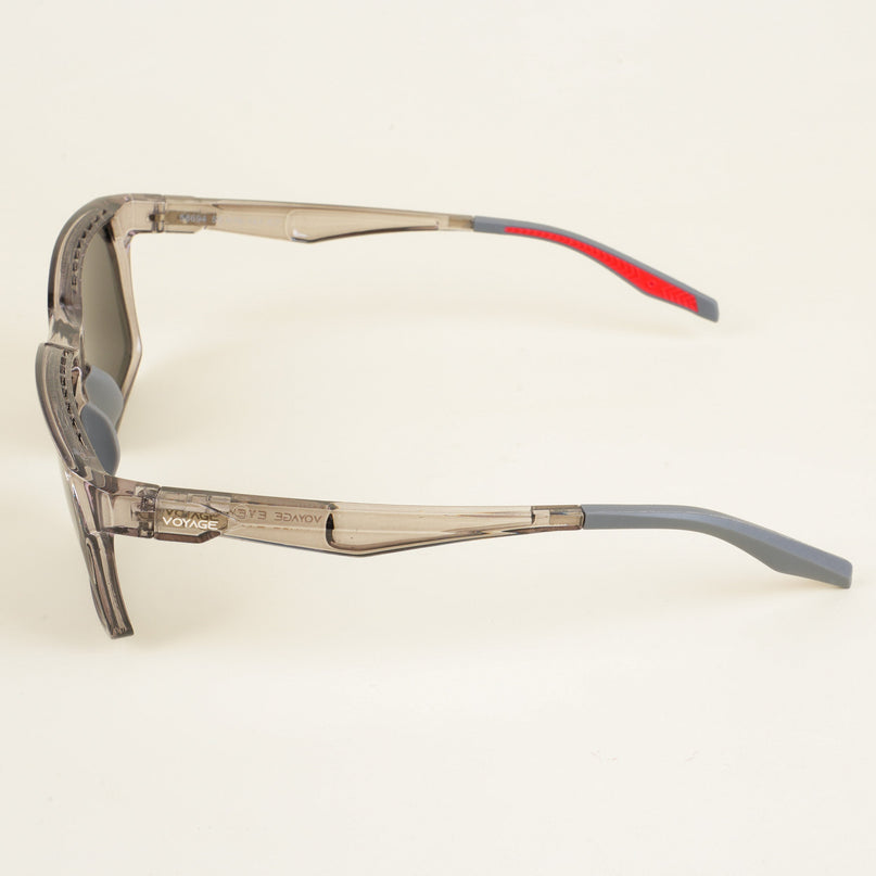 Wayfarer Polarized Sunglasses (Black Lens | Transparent Grey Frame - PMG5285)