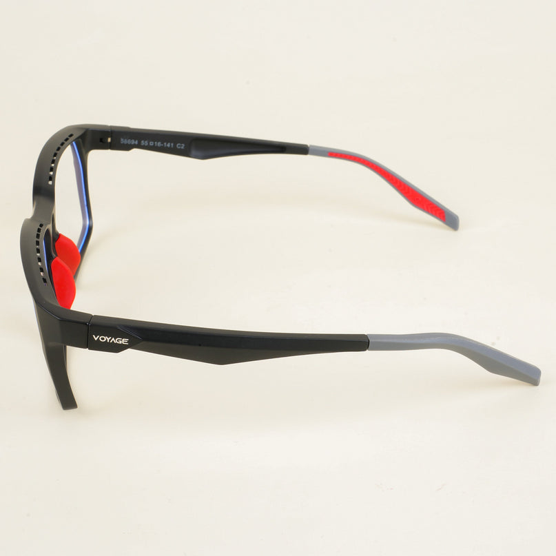 Voyage Techtonic Matt Black & Red Wayfarer Eyeglasses for Men & Women - MG5293-C4