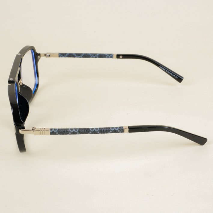 Voyage Shine Black & Silver Wayfarer Eyeglasses for Men & Women - MG5279-C3