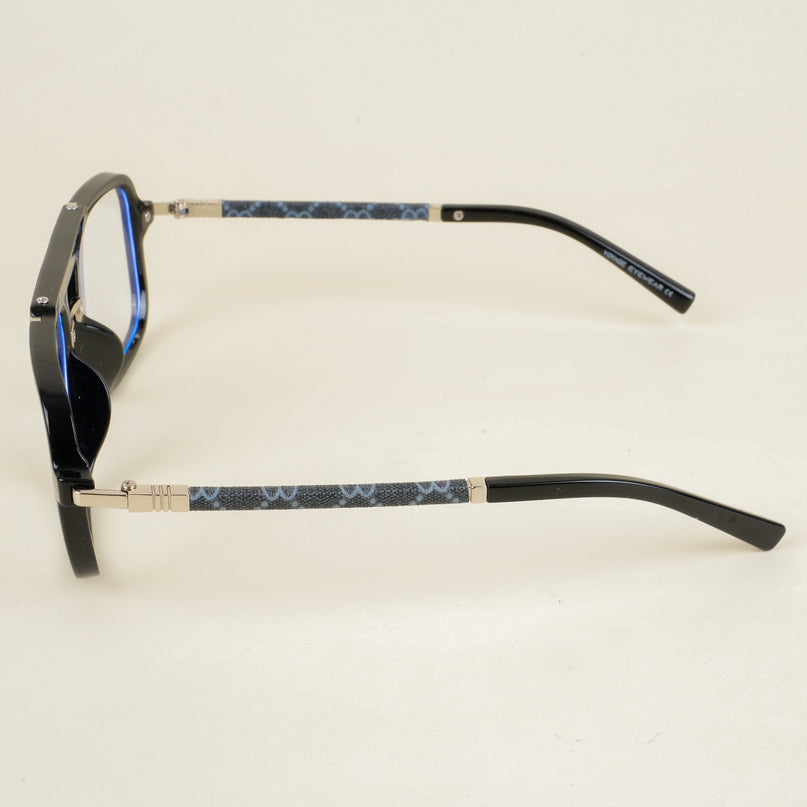 Voyage Shine Black & Silver Wayfarer Eyeglasses for Men & Women - MG5279-C3