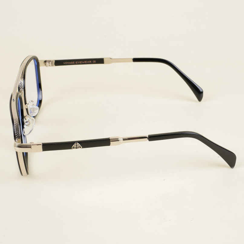 Voyage Black & Silver Wayfarer Eyeglasses for Men & Women - MG5273-C3