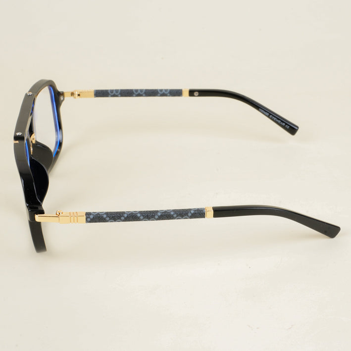 Voyage Shine Black & Golden Wayfarer Eyeglasses for Men & Women - MG5278-C2