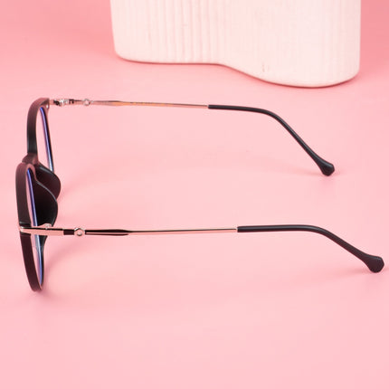 Voyage Glam Matt Black Round Eyeglasses for Men & Women - MG4871-C1