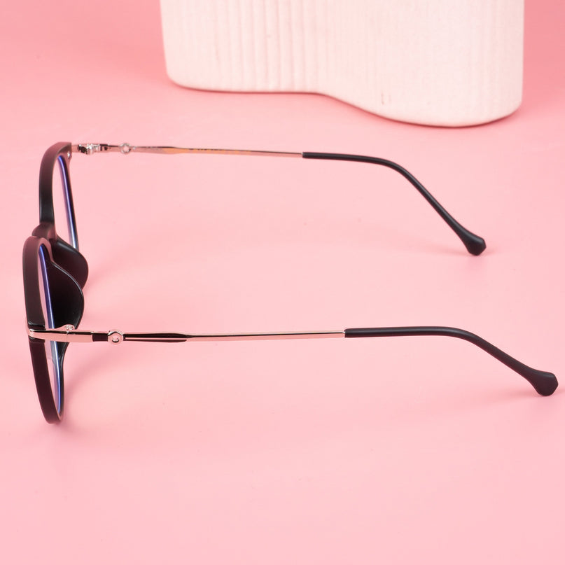 Voyage Glam Matt Black Round Eyeglasses for Men & Women - MG4871-C1